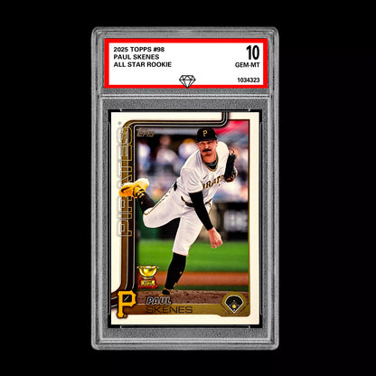Graded 10 Paul Skenes - 2025 Topps #98 RC All Star Rookie Pittsburgh Pirates Baseball