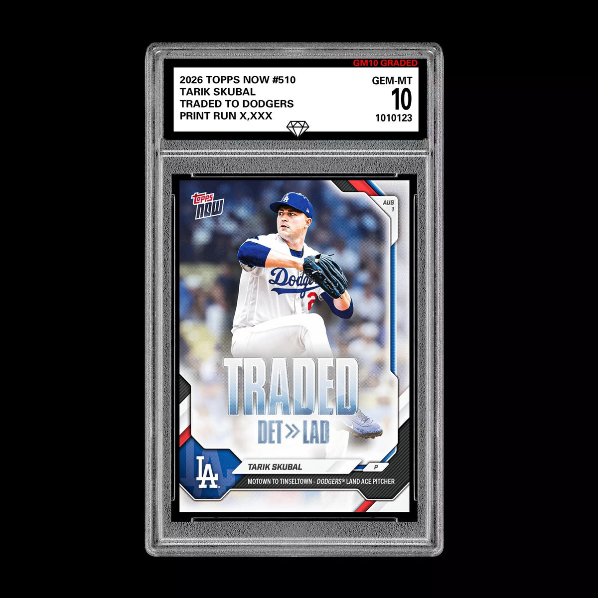 Graded 10 2026 Topps Now Tarik Skubal Traded to Dodgers #510 PRESALE Baseball