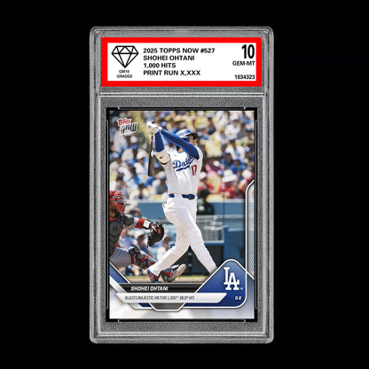 Graded 10 Shohei Ohtani - 2025 TOPPS NOW #527 1,000 Hits LA Dodgers Baseball