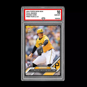Graded 10 Paul Skenes #334 2024 Topps Now RC Rookie 1ST WITH 60+ Ks Pirates Baseball