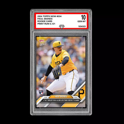 Graded 10 Paul Skenes #334 2024 Topps Now RC Rookie 1ST WITH 60+ Ks Pirates Baseball