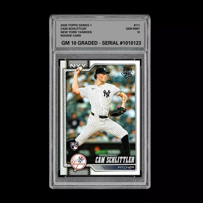 Graded 10 Cam Schlittler #111  Rookie Card RC 2026  Topps Series 1 Yankees Baseball