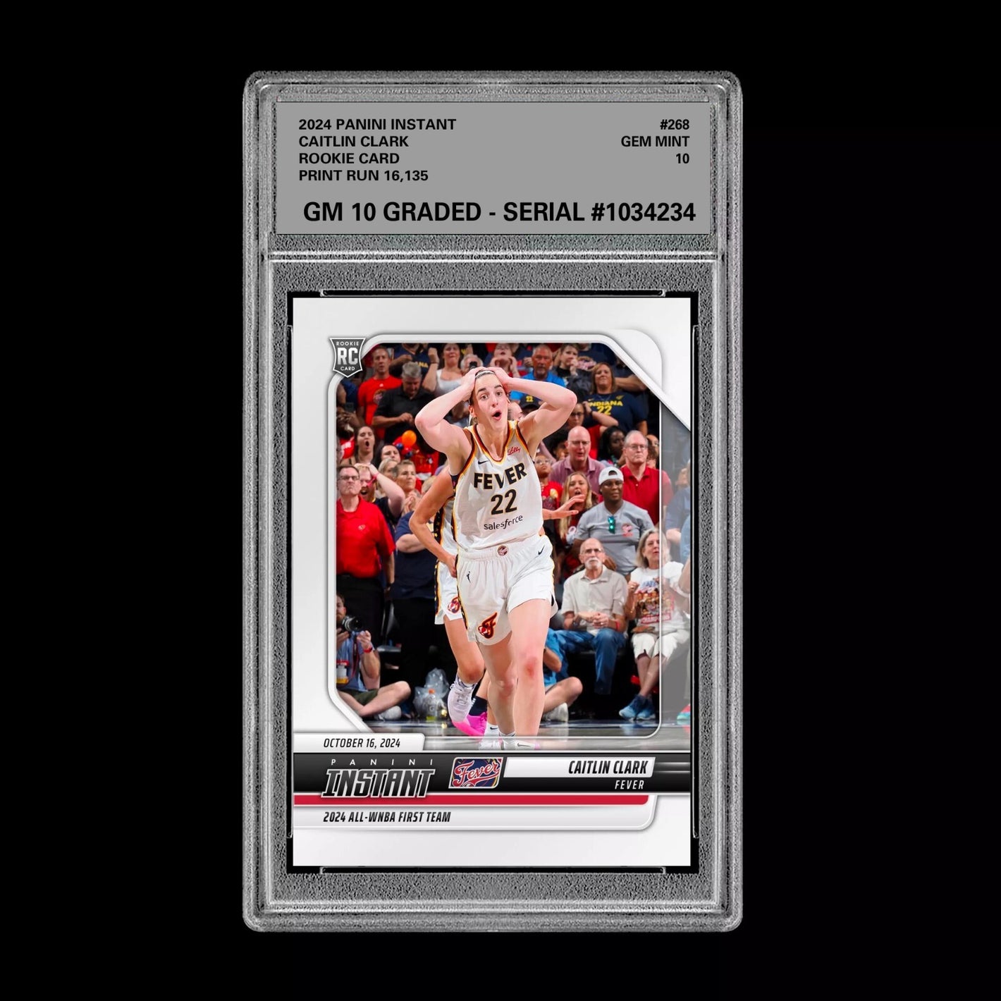 Graded 10 Caitlin Clark #268 RC Rookie Card WNBA All Team 2024 Panini Instant Basketball