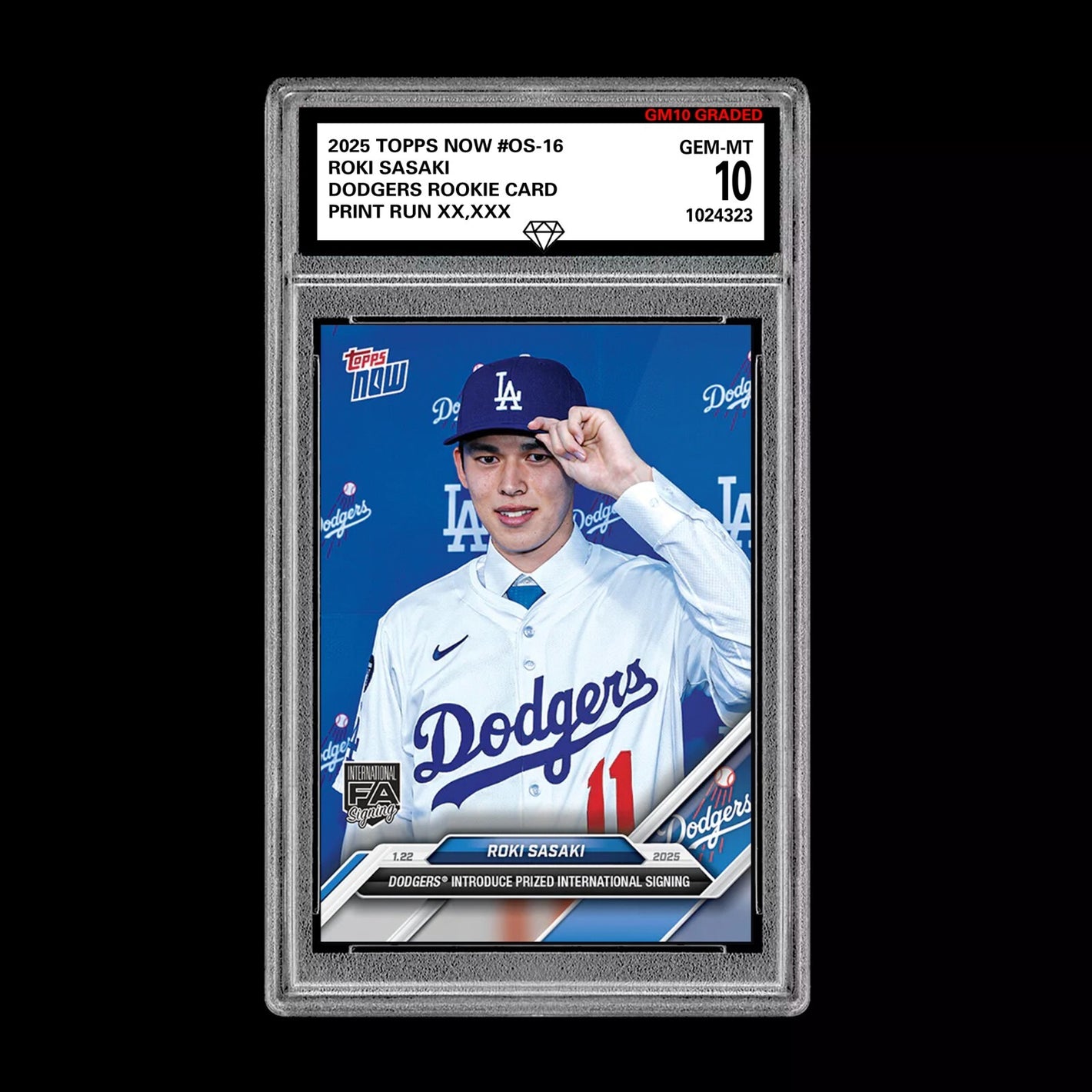 Graded 10 Roki Sasaki 2025 MLB TOPPS NOW OS-16 LA Prized Dodgers FA Baseball