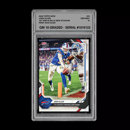 Graded 10 Josh Allen 2026 Topps NOW #19 1st Win in Bills New Stadium  PRESALE Football