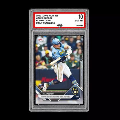 Graded 10 Caleb Durbin RC Brewers Debut 2025 Topps NOW Rookie Card 85  Baseball