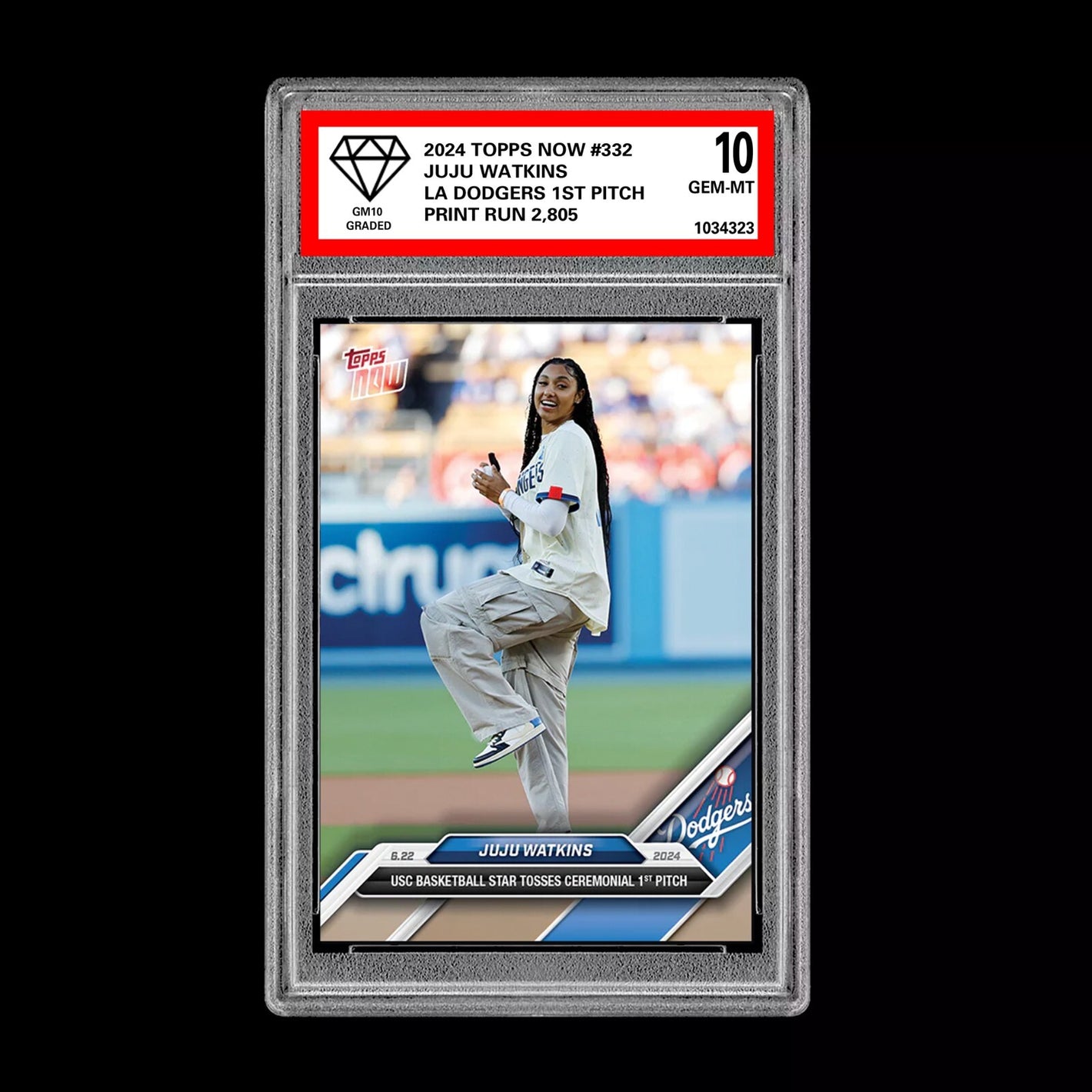 Graded 10 JuJu Watkins #332 2024 Topps Now RC USC Basketball Star Dodgers Baseball,Basketball