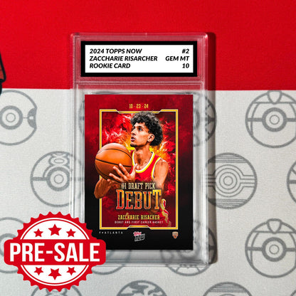 Graded 10 Zaccharie Risacher #1 Draft Pick Debut #2 Hawks 2024 Topps Now Basketball