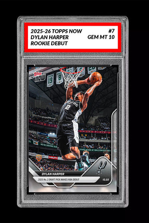 Graded 10 DYLAN HARPER ROOKIE RC 2025-26 TOPPS NOW  #7 Basketball  Basketball