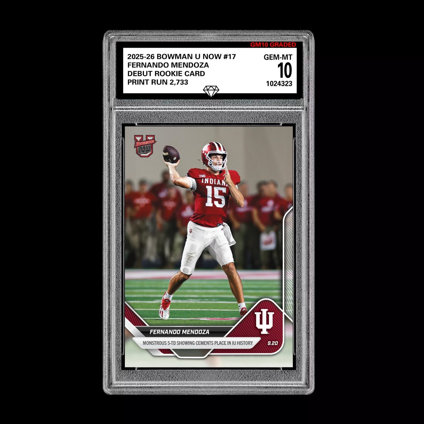 Graded 10 Fernando Mendoza RC Rookie Card 2025-26 Bowman U Topps Now #17  Football