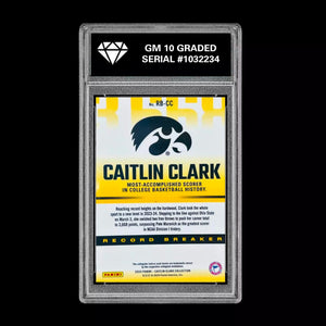 Graded 10 Caitlin Clark 2024 Panini Collection WNBA Record Break Rookie Card Basketball