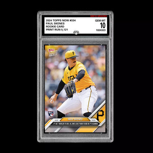 Graded 10 Paul Skenes #334 2024 Topps Now RC Rookie 1ST WITH 60+ Ks Pirates Baseball