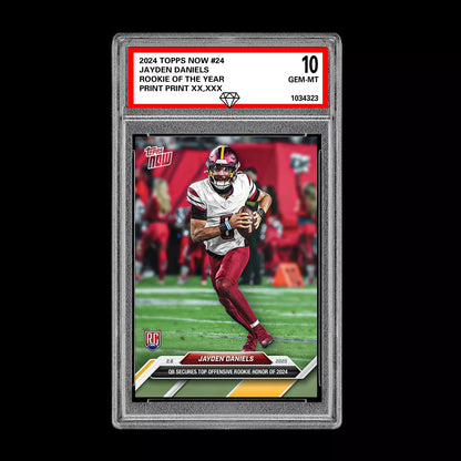 Graded 10 Jayden Daniels #24 ROOKIE OF THE YEAR 2024 Topps NOW RC Commanders Football