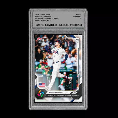 Graded 10 Roman Anthony 2026 Topps NOW #WB21 World Baseball Classic PRESALE Baseball