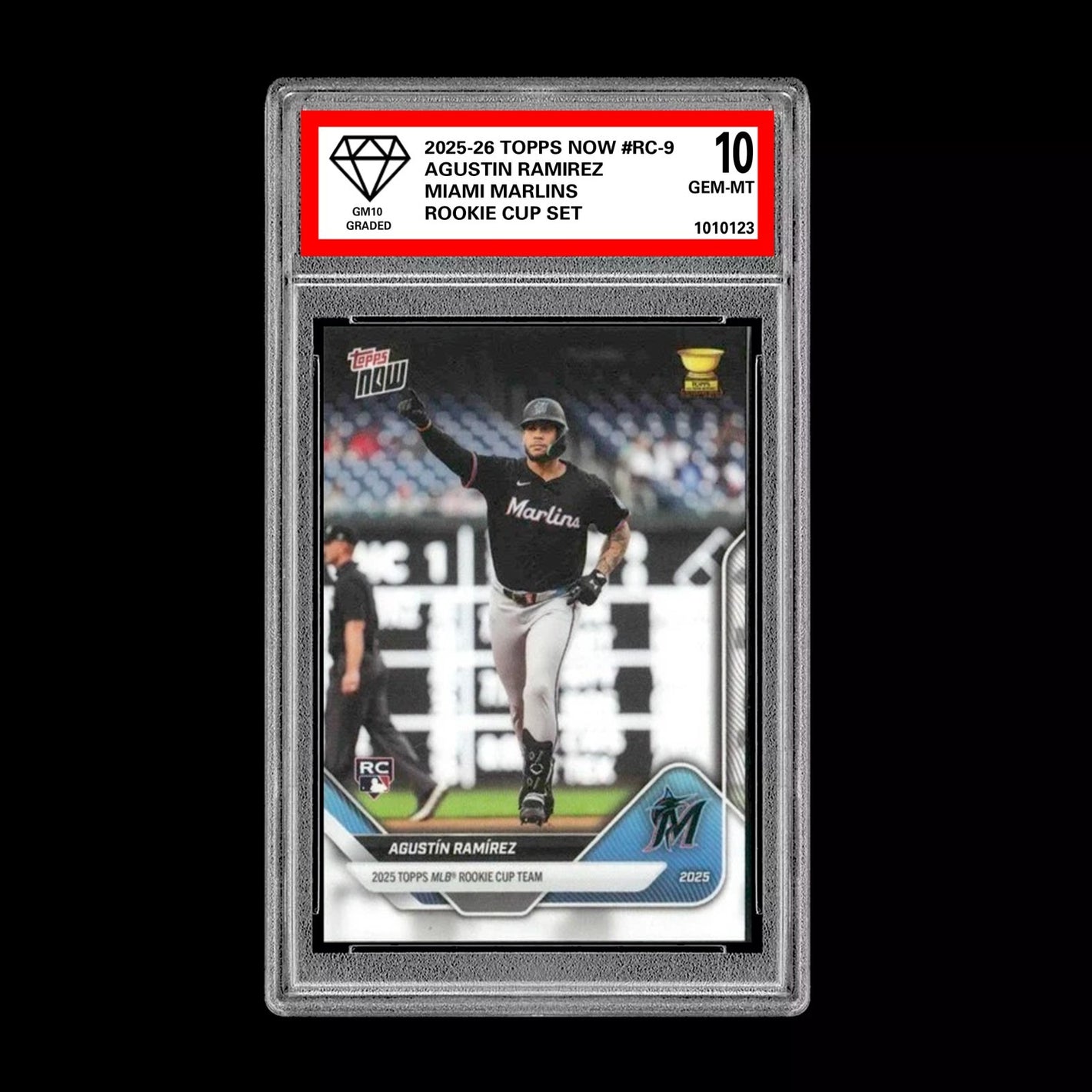 Graded 10 Agustin Ramirez RC-9 2025 Topps Now Rookie Cup Miami Marlins Baseball