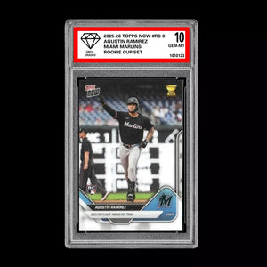Graded 10 Agustin Ramirez RC-9 2025 Topps Now Rookie Cup Miami Marlins Baseball