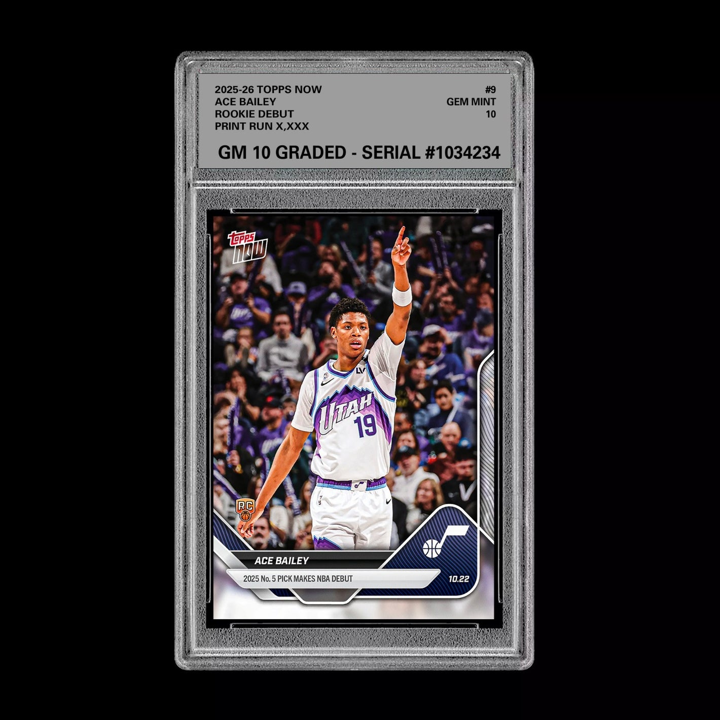 Graded 10 ACE BAILEY ROOKIE  RC 2025-26 TOPPS NOW JAZZ  - Presale Basketball