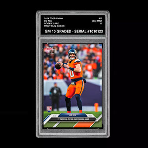 Graded 10 Bo Nix #12 2024 Topps Now RC Rookie 4-TD 300-Yard Passing Card Football