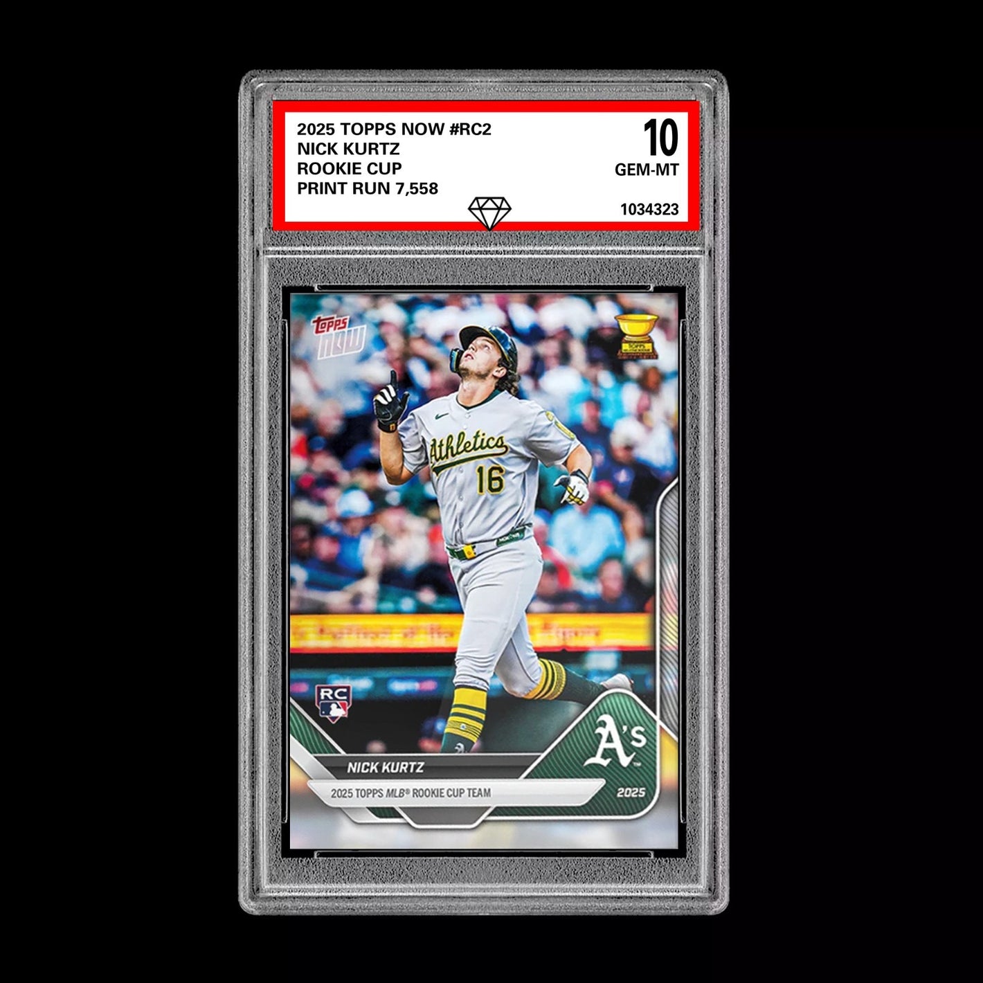 Graded 10 Nick Kurtz #RC2 2025 Topps Now Athletics Rookie Cup Baseball