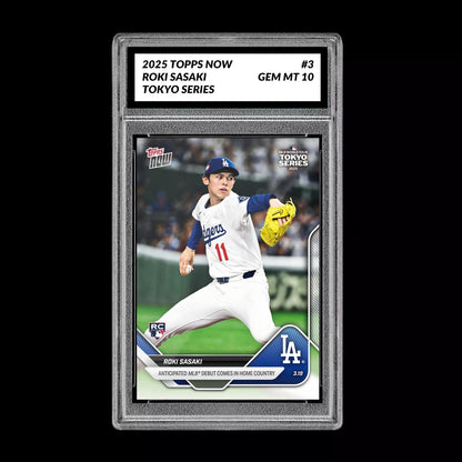 Graded 10 Roki Sasaki Rookie RC Tokyo Series 2025 MLB Topps NOW #3  Baseball