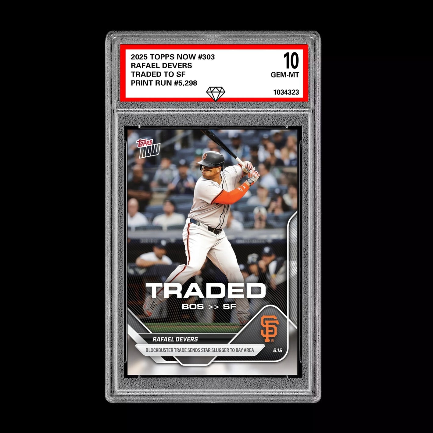 Graded 10 Rafael Devers TRADED Boston to SF 2025 Topps NOW 303  Baseball