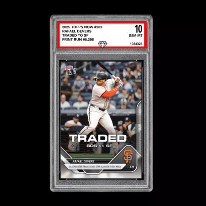 Graded 10 Rafael Devers TRADED Boston to SF 2025 Topps NOW 303  Baseball