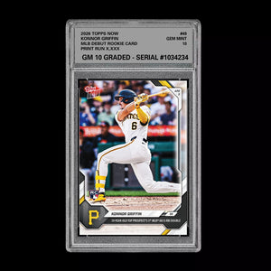 Graded 10 Konnor Griffin RC Rookie #49 2026 Topps Now MLB Debut Pirates  Baseball