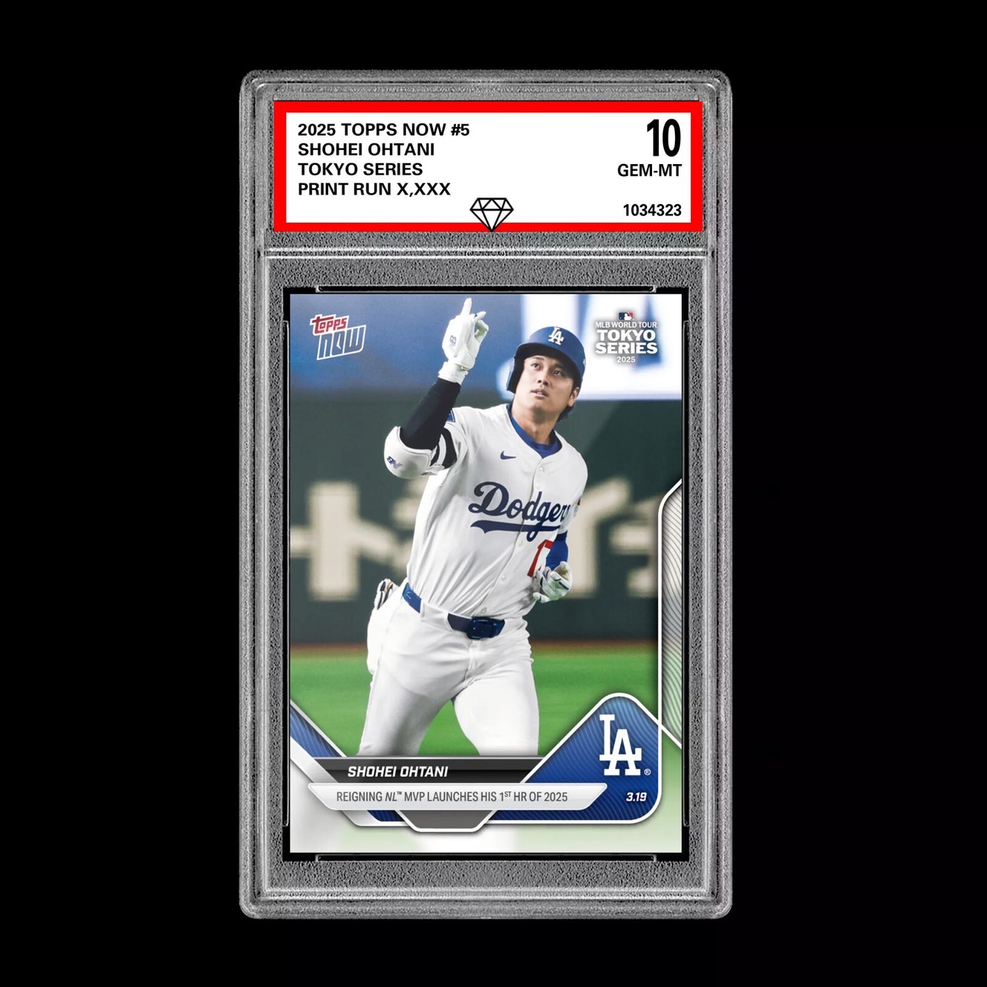 Graded 10 Shohei Ohtani 1st HR Tokyo Series Japan 2025 Topps NOW Card #5 50/50 Baseball