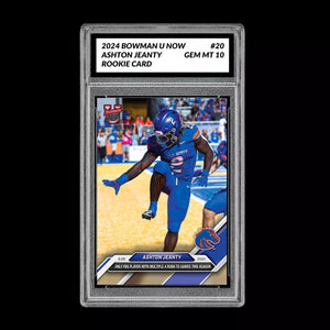 Graded 10 Ashton Jeanty RC 2024 Bowman U Now Heisman Card 20 Boise State Rookie Football