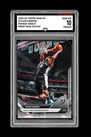 Graded 10 DYLAN HARPER ROOKIE RC 2025-26 TOPPS NOW  #7 Basketball  Basketball
