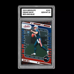 Graded 10 Drake Maye 2024 Panini Absolute - Rookies #103 Red Blue (RC) GEM MT Football