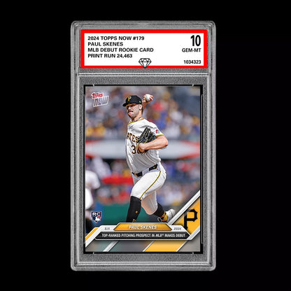Graded 10 Paul Skenes #179 MLB Debut 2024 Topps Now RC Rookie Card Pirates Baseball
