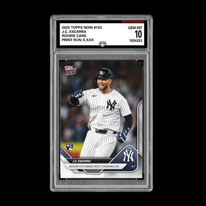 Graded 10 J.C. Escarra RC Rookie Card 2025 MLB Topps NOW Card 153 Baseball