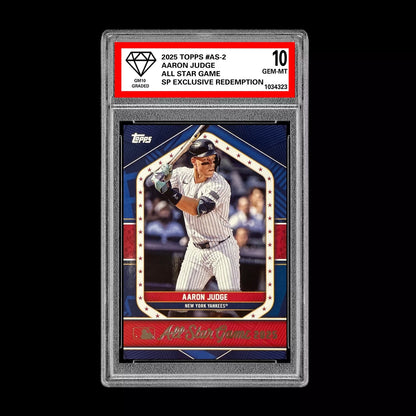 Graded 10 Aaron Judge 2025 Topps #AS-2 All Star Game SP Exclusive Redemption Baseball