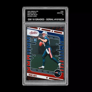 Graded 10 Drake Maye 2024 Panini Absolute - Rookies #103 Red Blue (RC) GEM MT Football
