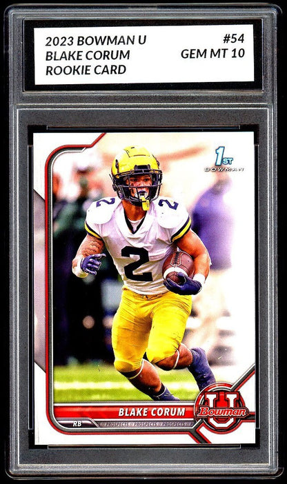 Graded 10 Blake Corum Rookie RC #54 Rams 2022 Upper 1st Bowman U Card Football Football