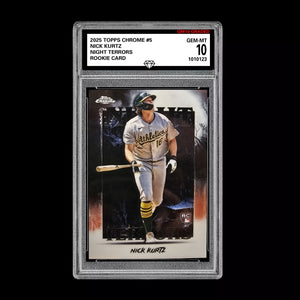 Graded 10 Nick Kurtz #NT-5 RC Rookie Card 2025 MLB Topps Chrome Night Terrors Baseball