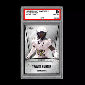 Travis Hunter 2023 Leaf Draft Silver Graded 10 Rookie Card RC Colorado Buffaloes Football