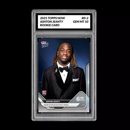 Graded 10 Ashton Jeanty #D-2 RC Rookie 2025 Topps Now 1st Draft Pick RAIDERS  Football