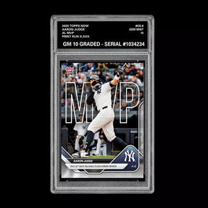 Graded 10 Aaron Judge AL MVP Card 2025 Topps NOW Yankees Baseball Card #OS-8 Baseball