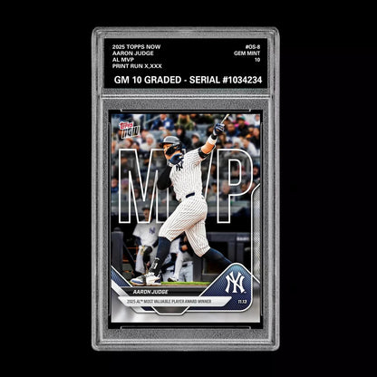Graded 10 Aaron Judge AL MVP Card 2025 Topps NOW Yankees Baseball Card #OS-8 Baseball