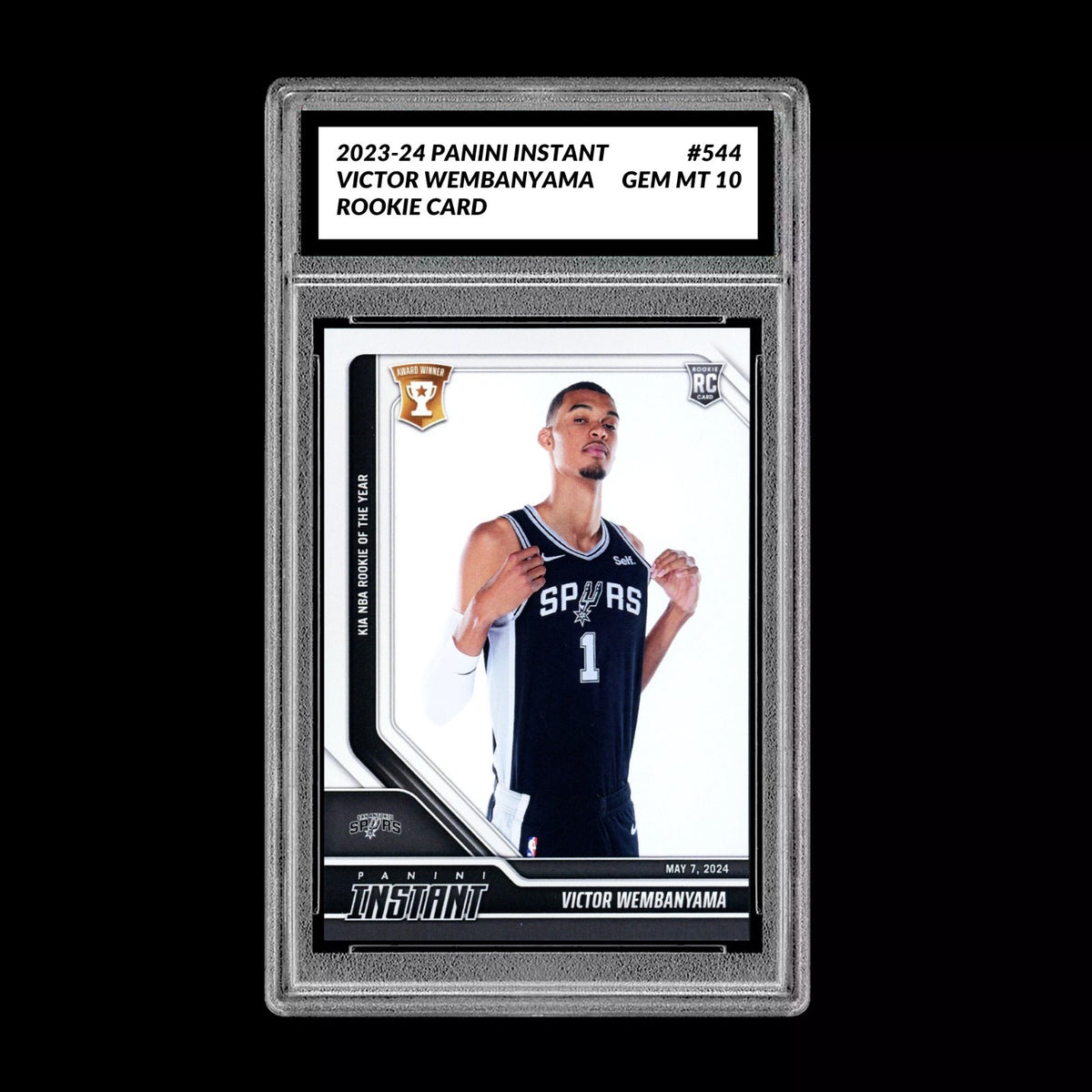 Graded 10 Victor Wembanyama RC #544 2023 Panini Instant Rookie San Antonio Spurs Basketball