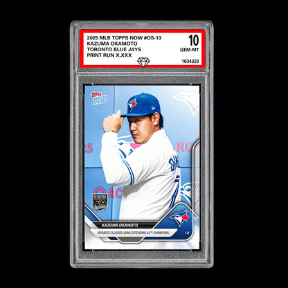 Graded 10 Kazuma Okamoto OS-13 2025 MLB Topps NOW Card PRESALE Toronto Blue Jays Baseball