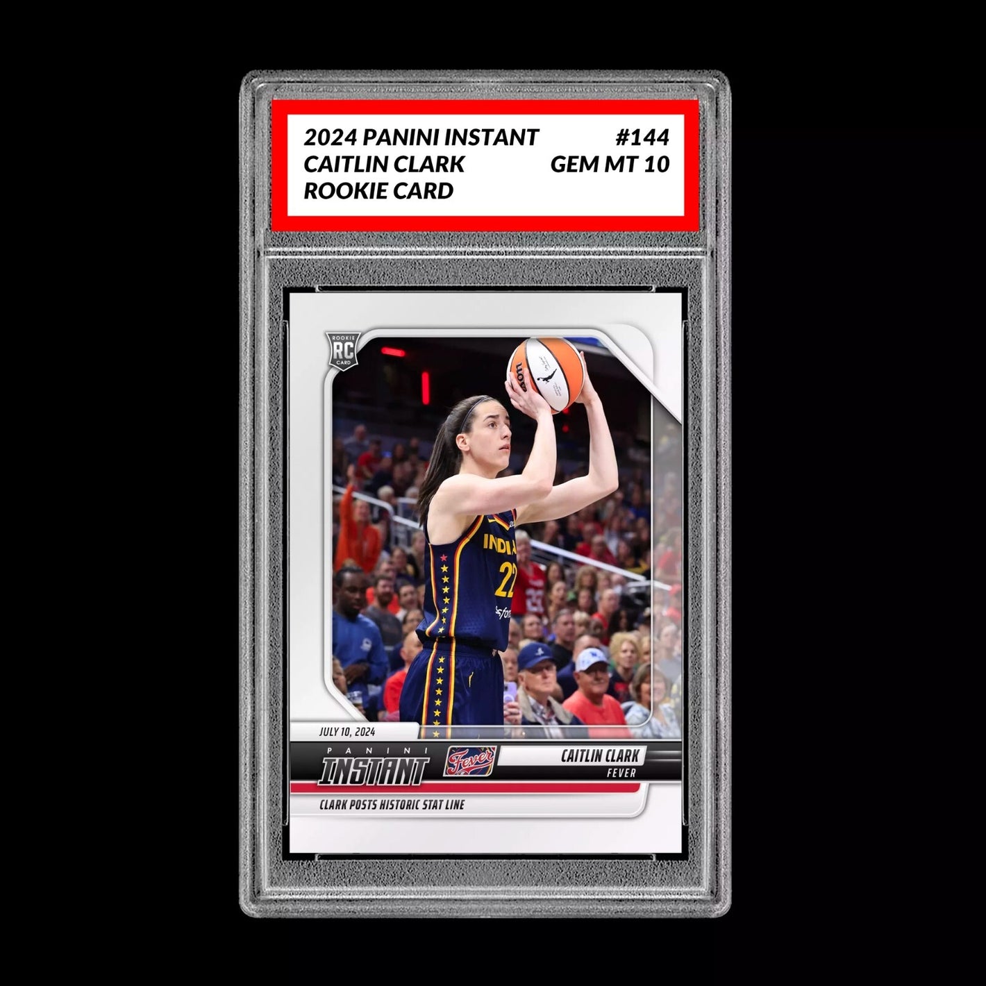 Graded 10 CAITLIN CLARK #144 RC Rookie Card 2024 Panini Instant Indiana Fever Basketball