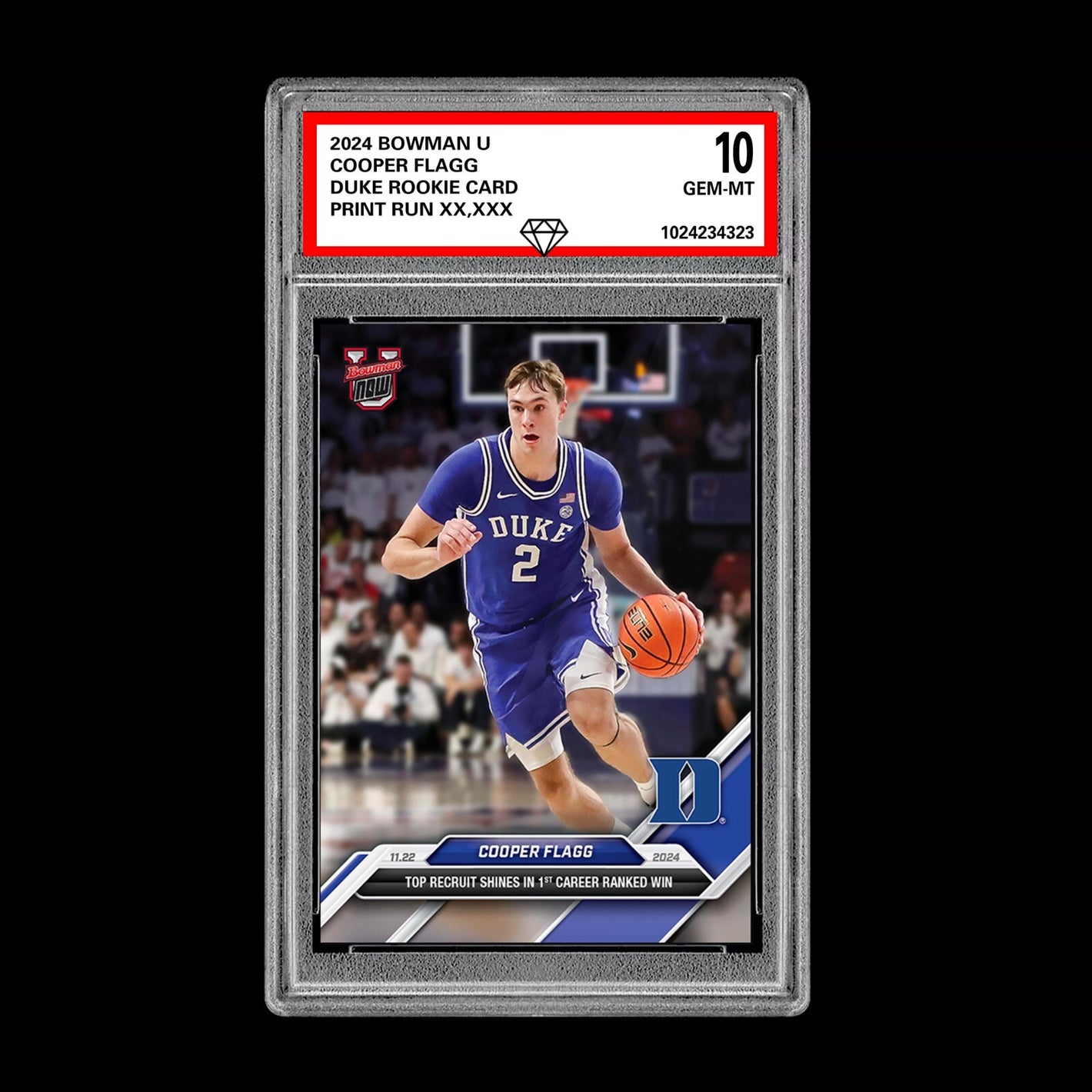 Graded 10 Cooper Flagg 2024-25 Bowman U NOW Card #16 Duke RC ROOKIE Basketball