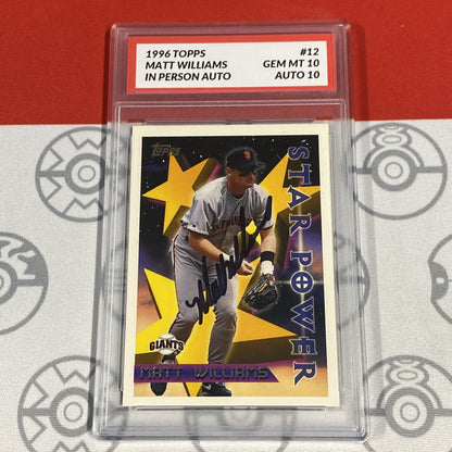 Graded 10 1996 Topps  Matt Williams #12 San Francisco Giants  Autographed Signed Baseball