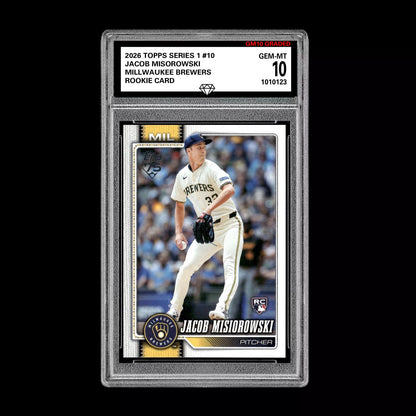 Graded 10 Jacob Misorowski #10  Rookie Card RC 2026  Topps Series 1 Brewers Baseball