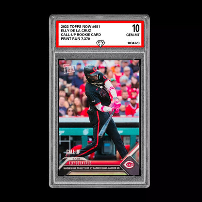 Graded 10 Elly De La Cruz #651 - 1st 2023 Topps Now RC CALL UP Rookie Card HR Baseball