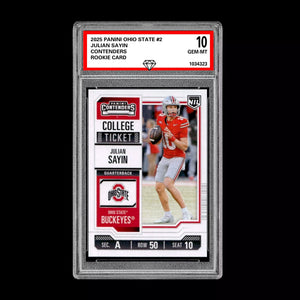 Graded 10 Julian Sayin 2025 Panini #2 Ohio State College Ticket RC Rookie Football