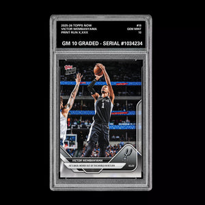 Graded 10 Victor Wembanyama 2025-26 TOPPS NOW #19 Basketball - Presale Basketball